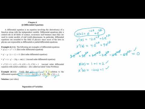Calculus 2 Differential Equations Separation of Variables