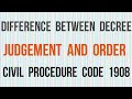 Difference Between Decree Order And Judgement I Civil Procedure Code CPC 1908