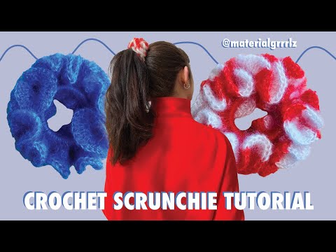 multicolor fluffy crochet scrunchie tutorial | beginner friendly crochet