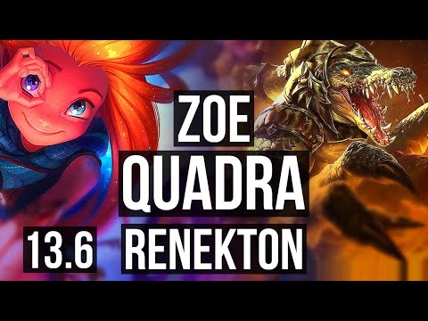 ZOE vs RENEKTON (MID) | Quadra, 25/3/12, 7 solo kills, 66% winrate | KR Grandmaster | 13.6