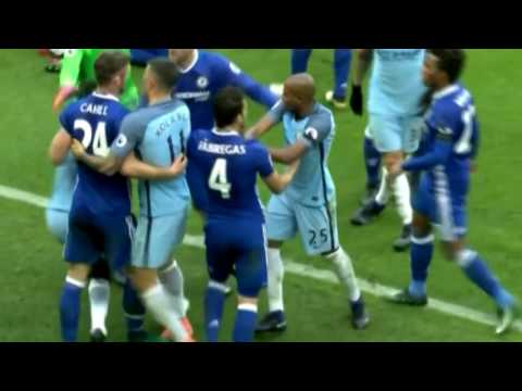 SERGIO AGUERO HORRIFIC TACKLE ON DAVID LUIZ (SENT OFF) MANCHESTER CITY 1-3 CHELSEA