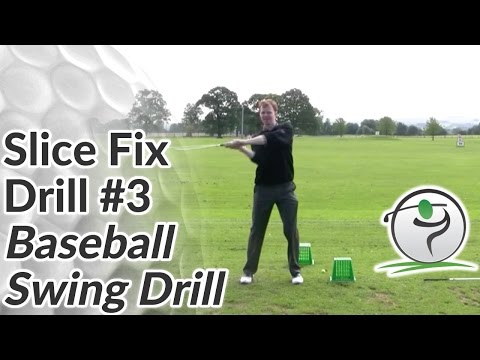 Part of a video titled Golf Slice Fix - Drill #3 - Baseball Swing Drill - YouTube