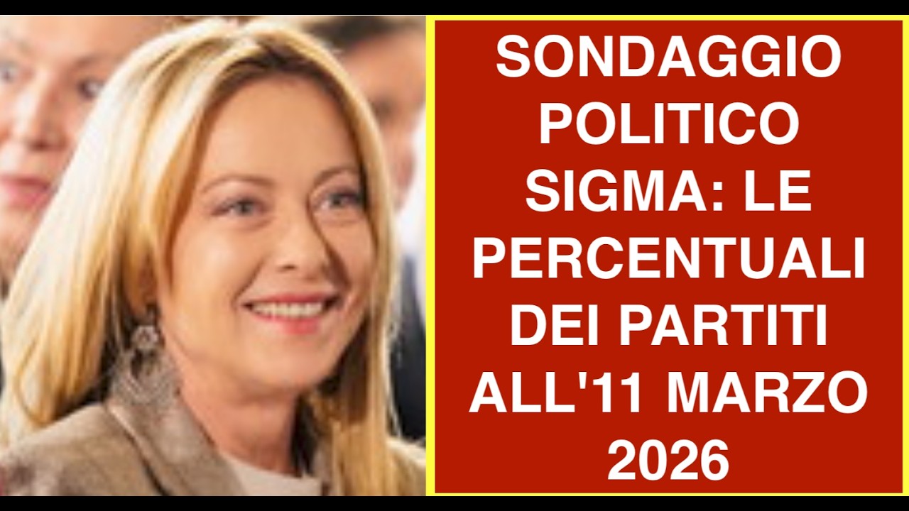 SONDAGGIO POLITICO SIGMA: LE PERCENTUALI DEI PARTITI ALL'11 MARZO 2026