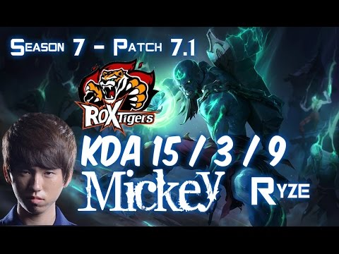 ROX Mickey RYZE vs CASSIOPEIA Mid - Patch 7.1 KR Ranked