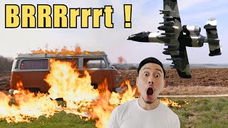 Destroying this VW Camper Van ! Flying the FMS A-10 Warthog from the FPV cockpit view
