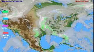 Precipitation forecast USA & Canada // modelrun: 12h UTC 2020-05-25