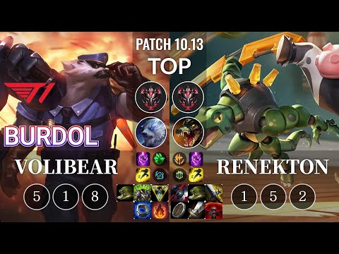 T1 Burdol Volibear vs Renekton Top - KR Patch 10.13