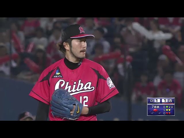 【7回表】マリーンズ・石川 ピンチを招くも全球直球勝負で切り抜ける!! 2016/9/2 M-L