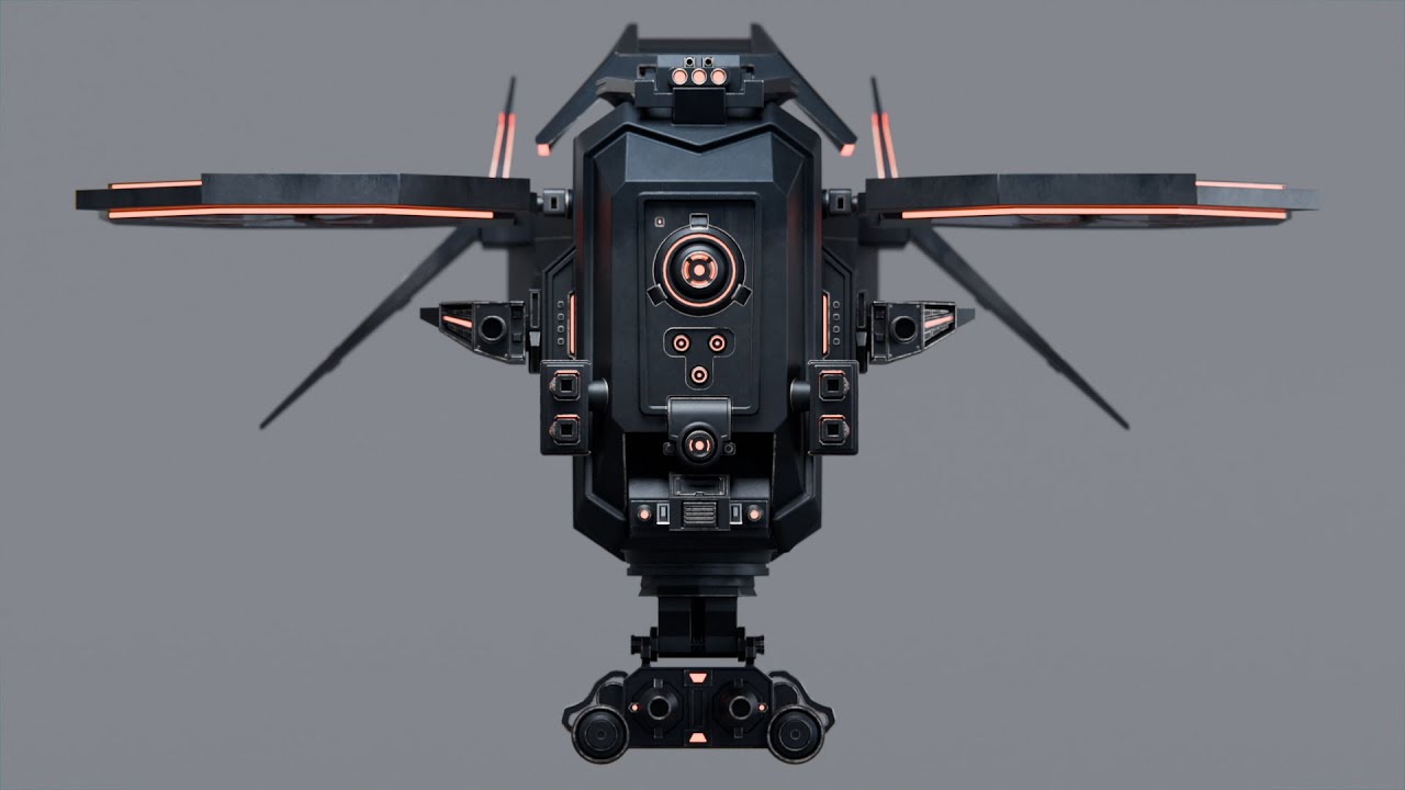 3D Model Asset | Sci fi Military Drone Game Props Demo