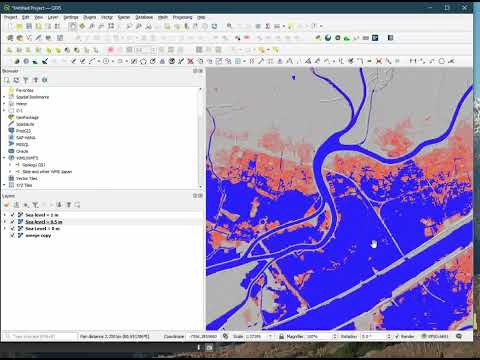 GIS Mapping Climate Change Sea Level Rise 3 (in Kobe)