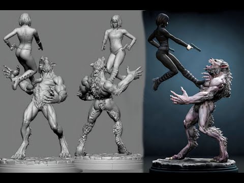 UnderWorld Selene vs Werewolf 3D Priented model.