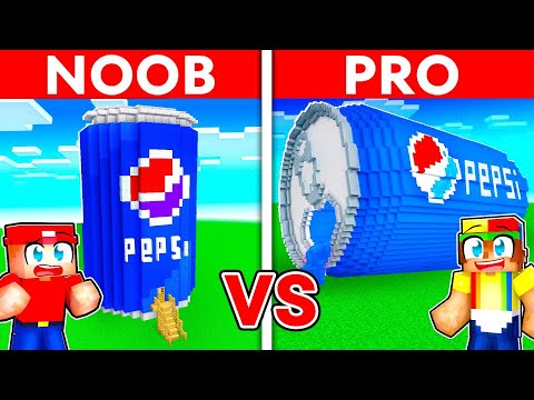NOOB vs PRO: PEPSI House Build Challenge in Minecraft