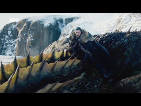 Primeiro voo de Jon Snow no dragão  Rhaegal -HD.