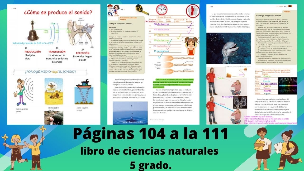 Páginas 104 a la 111 Libro de ciencias naturales 5 grado
