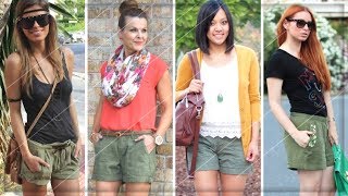 OLIVE GREEN CUTE SHORTS OUTFITS FOR WOMEN | LOOKBOOK