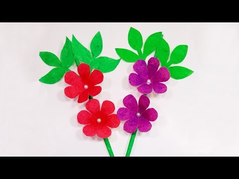DIY Artificial Stick Paper Flowers for Room Decoration | Jarine's Crafty Creation Video
