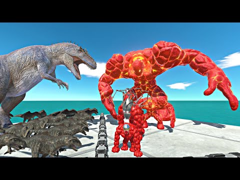 Dinosaur Giganotosaurus Family Rescues Lava Golem Evolution and Fight-Animal Revolt Battle Simulator