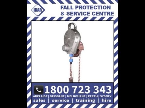 how to use IKAR 18m Fall Arrest Block Rescue with chain HRA15A/41S30 Rated 136kg/300lbs