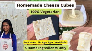 How To Make Homemade Cheese Cubes. No Rennet & 100% Vegetarian Recipe. Secret Ingredient Revealed