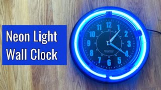 Sterling and Noble 11 Vibrant Blue Neon Analog Wall Clock