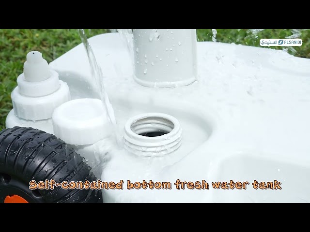 حوض مغسلة فيبر يعمل بالضغط مع خزان 30 لتر- سهل النقل والتركيب، يوفر نظافة متنقلة بكمية مياه كبيرة، استخدام صحي بدون لمس اليدين،ضمان سنتان