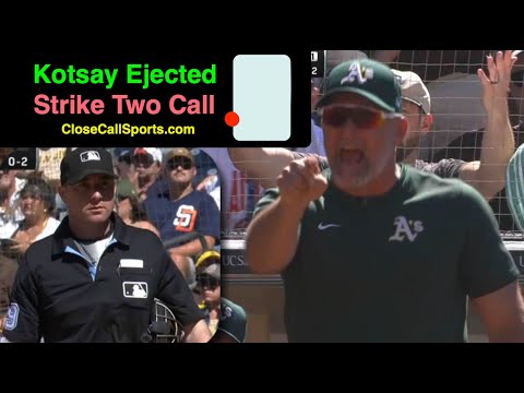 E75 - Mark Kotsay Ejected After Tom Hanahan's Strike Two Call Amidst Unorthodox Catcher Receiving