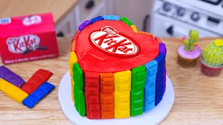 Making Rainbow Heart KITKAT Chocolate Cake 🍰 Satisfying Mini Cake DIY 🌟 Cooking with Miniature Cakes