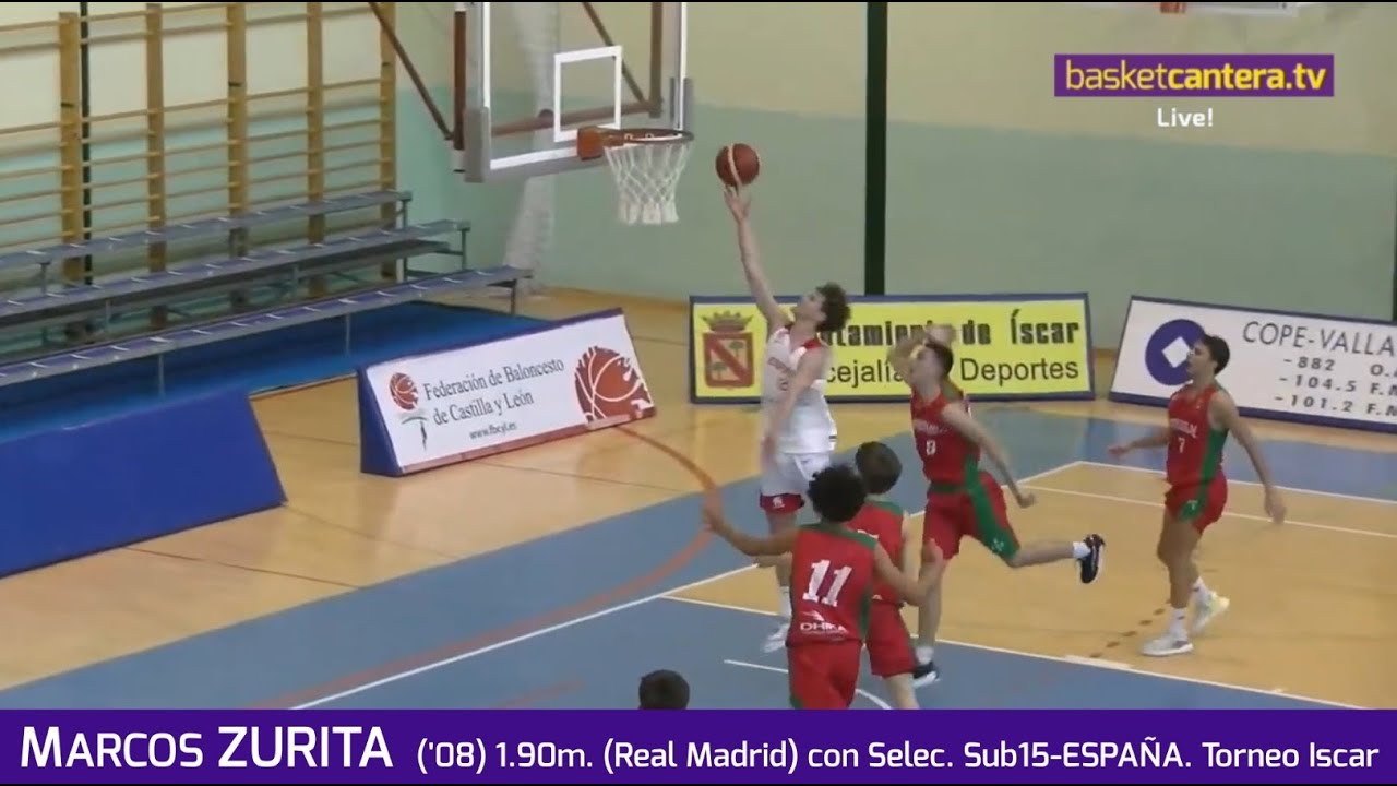 MARCOS ZURITA ('08) 1.90m. Real Madrid. Con Selec. Sub15-España en Torneo Iscar #BasketCantera.TV