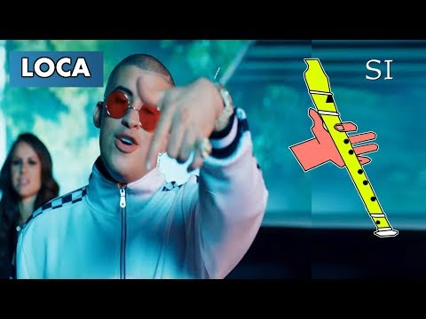 Loca, versión simplificada, flauta dulce fácil, tutorial con animación.