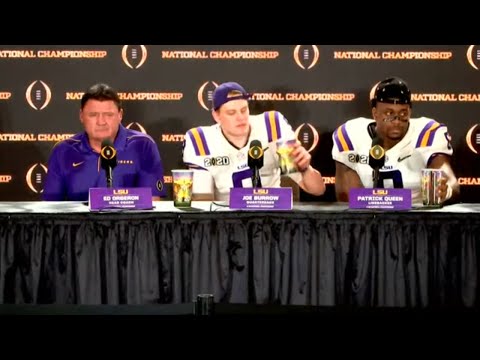 Ed Orgeron, Joe Burrow, LSU National Championship post-game