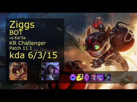 Ziggs Bot & Sett vs Kai'Sa & Camille - KR Challenger 6/3/15 Patch 11.1 Gameplay // [롤] 직스 vs 카이사