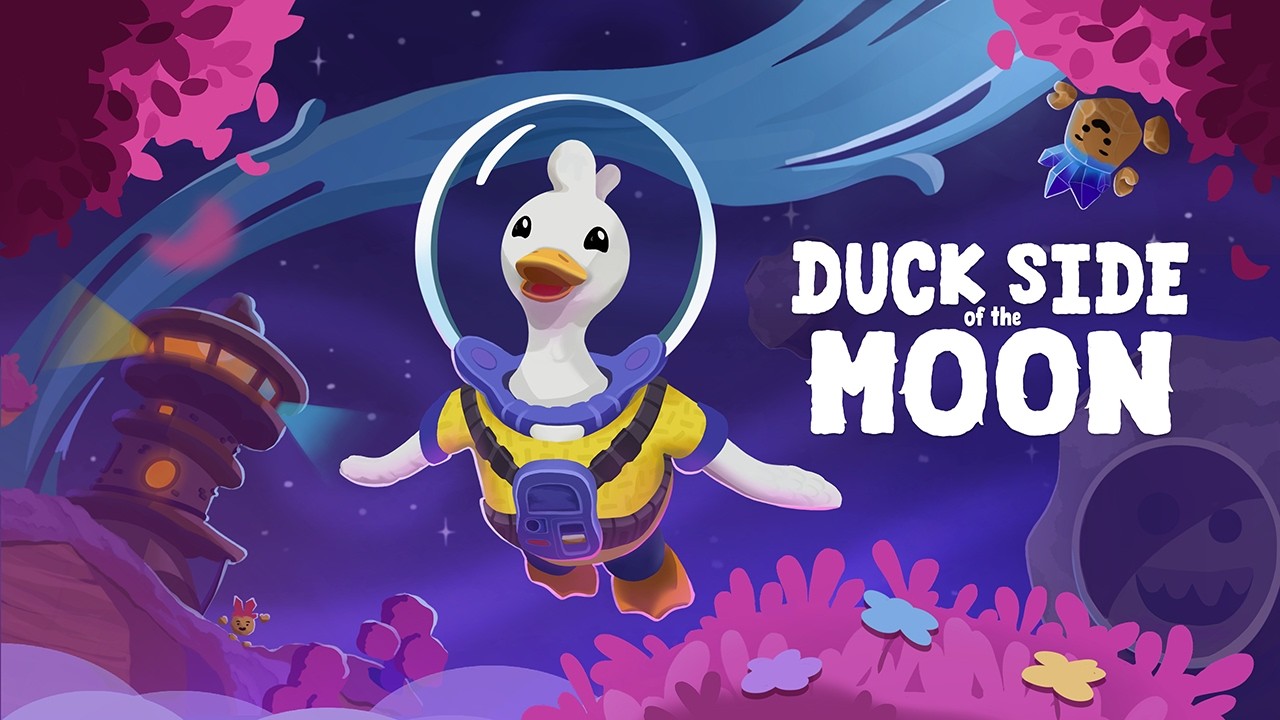Promotional still showing Doug flying through a colorful space environment