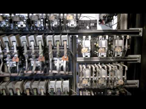 Closeup and relay-sequence of an Old OTIS elevator-controller
