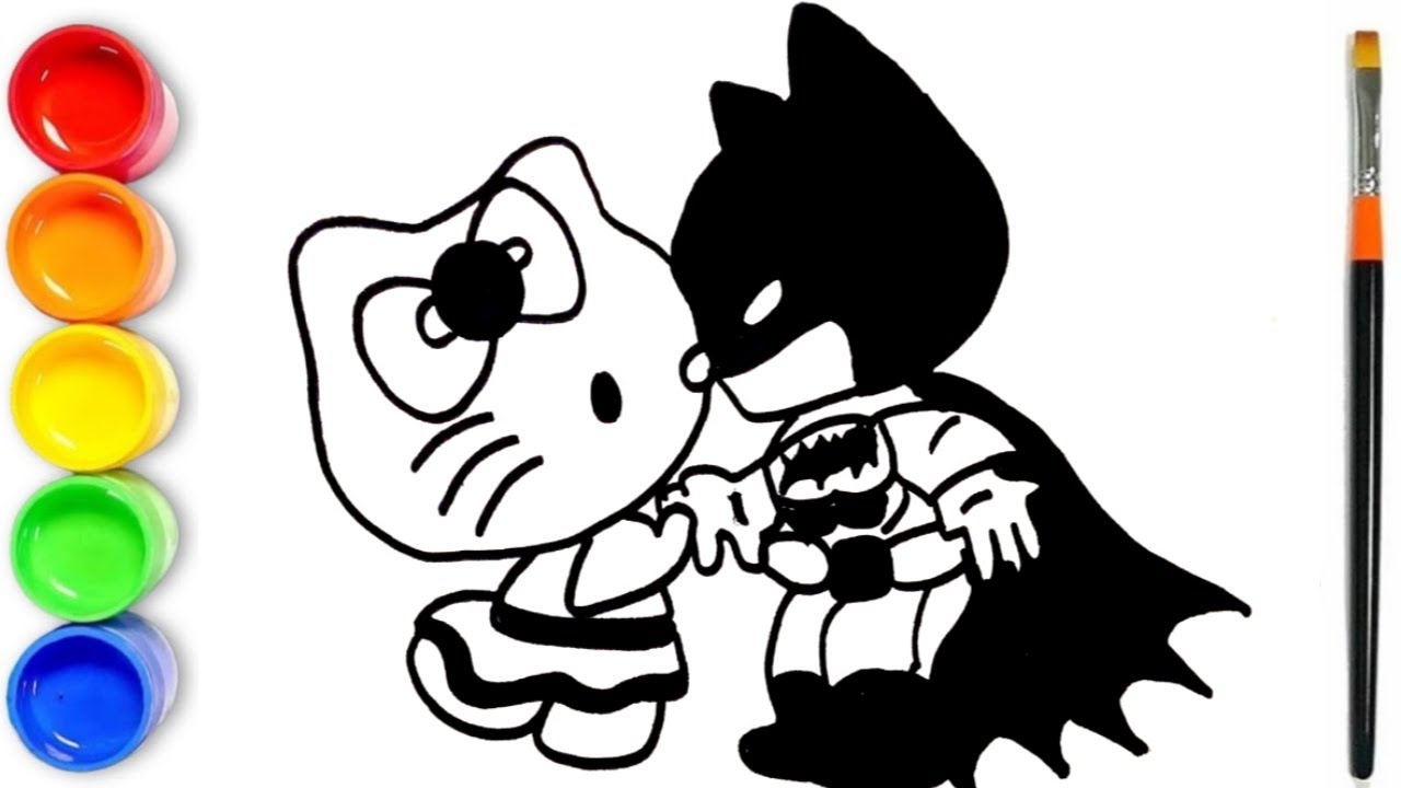 Hello Kitty and Batman Drawing Tutorial - Hello Kitty Drawing - Drawing Tutorial