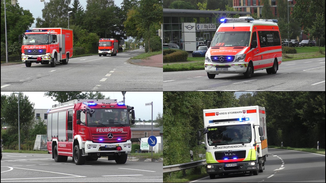 [Erschwerte Löscharbeiten in Recyclingfirma] Großalarm in Ahrensburg | Einsatzfahrten