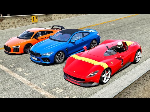 Ferrari Monza SP1 vs BMW M8 2020 vs Audi R8 2020 - Top Gear Track