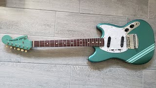 Video thumbnail for Fender Mustang MG69 Competition Blue Ocean Turquoise Metallic {NIRVANA RIFFS} Kurt Cobain Tone Sound by jq