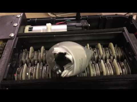 Shredding cans to melt.