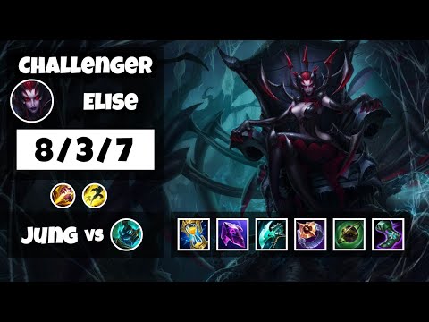 Elise vs Hecarim KOREAN Challenger JUNGLE (8/3/7) - v11.8