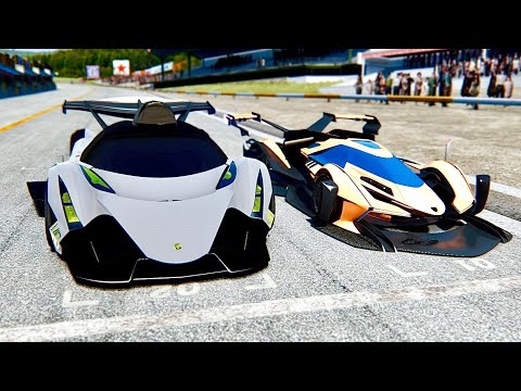 Lamborghini V12 GTR Concept vs Devel Sixteen GTR at Drag Race 20 KM
