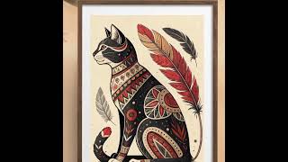 Cat  - Boho Style Terracota | Wall Art Print  | Boho Poster | Terracotta | Modern Wall Decor