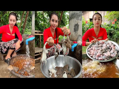 Frog stir-fry cook recipe and eat