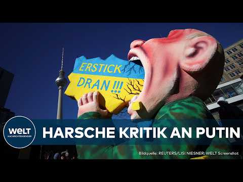 BERLIN: "Nein zu Putin"! Protest vor russischer Botschaft gegen den Angriffskrieg auf die Ukraine