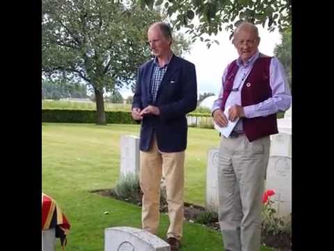 Laventie, France, 10/08/2016. Reginald Tiddy Grave, Roger and Simon give speeches.