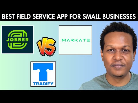 The video provides a comparative review of Markate against Jobber and Tradify, evaluating them as field service management apps for small businesses including HVAC.