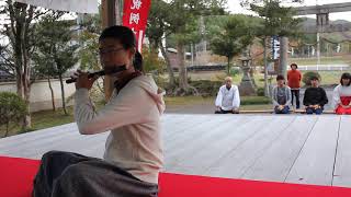 龍笛演奏の奉納と　巫女舞の夜間稽古