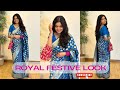 Classic Blue Banarasi Saree For Festivals 2024 Diwali Saree Look Diwali Outfit Inspo 2024 Saree