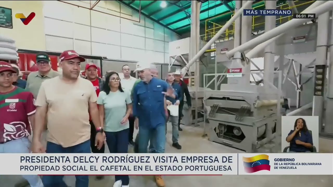 Delcy Rodríguez visita la empresa de propiedad social El Cafetal en Portuguesa, 29 septiembre 2026