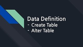 데이터베이스 24. Data Definition