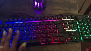 BlueFinger RGB Gaming Keyboard and Backlit Mouse Combo, USB Wired Backlit Keyboard